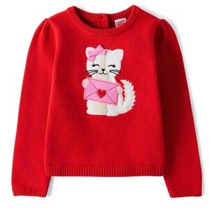 Gymboree Red Sweater with Cat and Envelope Design